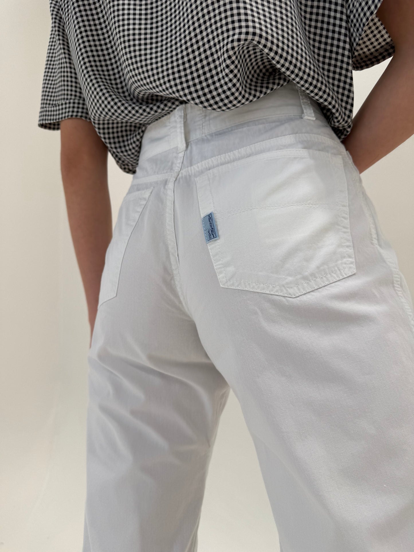 Pantaloni luxury Trussardi petite din poplin de bumbac