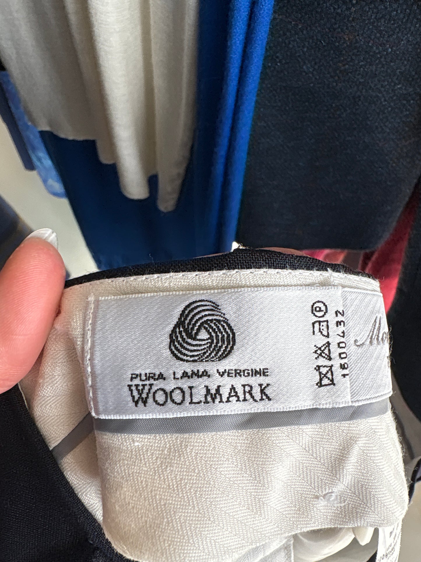 Pantaloni cu pense din lana worsted extrafina dark navy blue