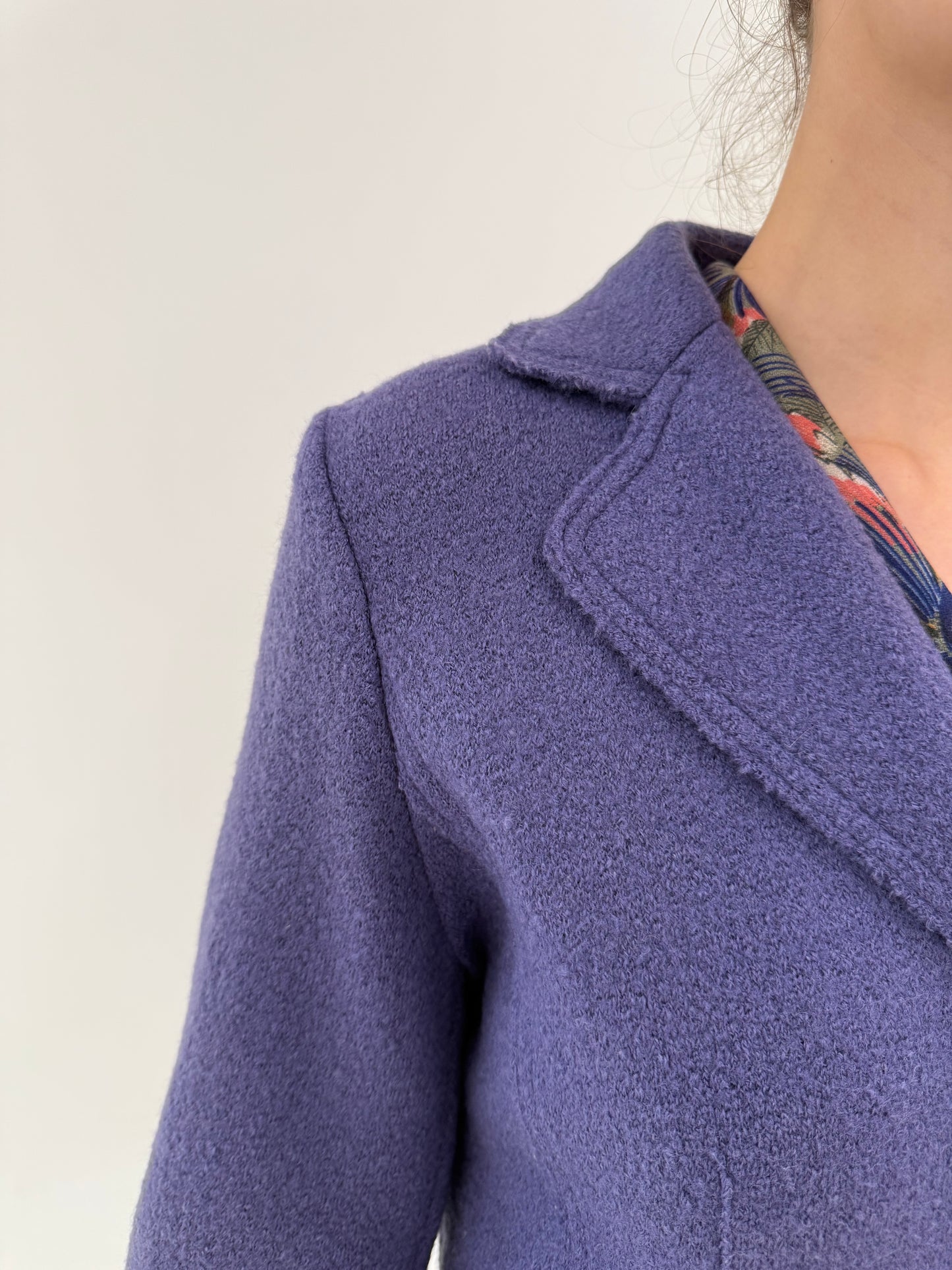 Sacou dusty lavender din boiled wool ultra confort cambrat italian