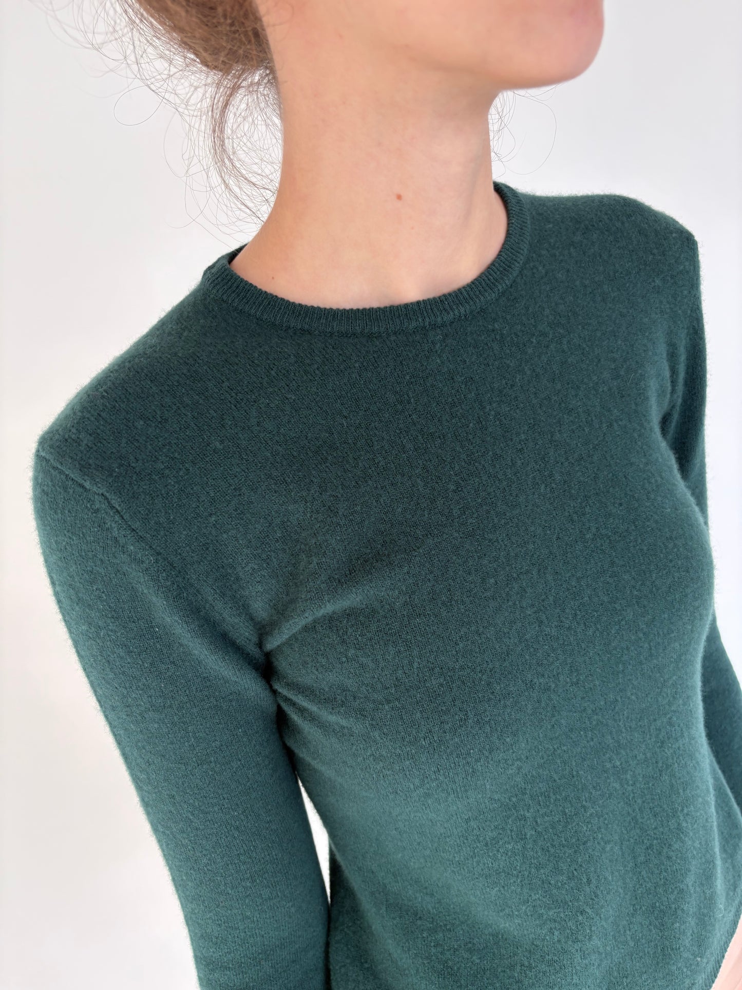 Pulover forest green din lana extrafina de gramaj mare