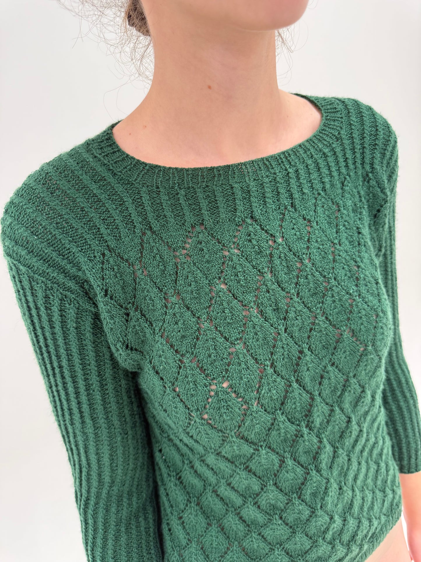 Set vintage forest green din tricot de lana extrafina
