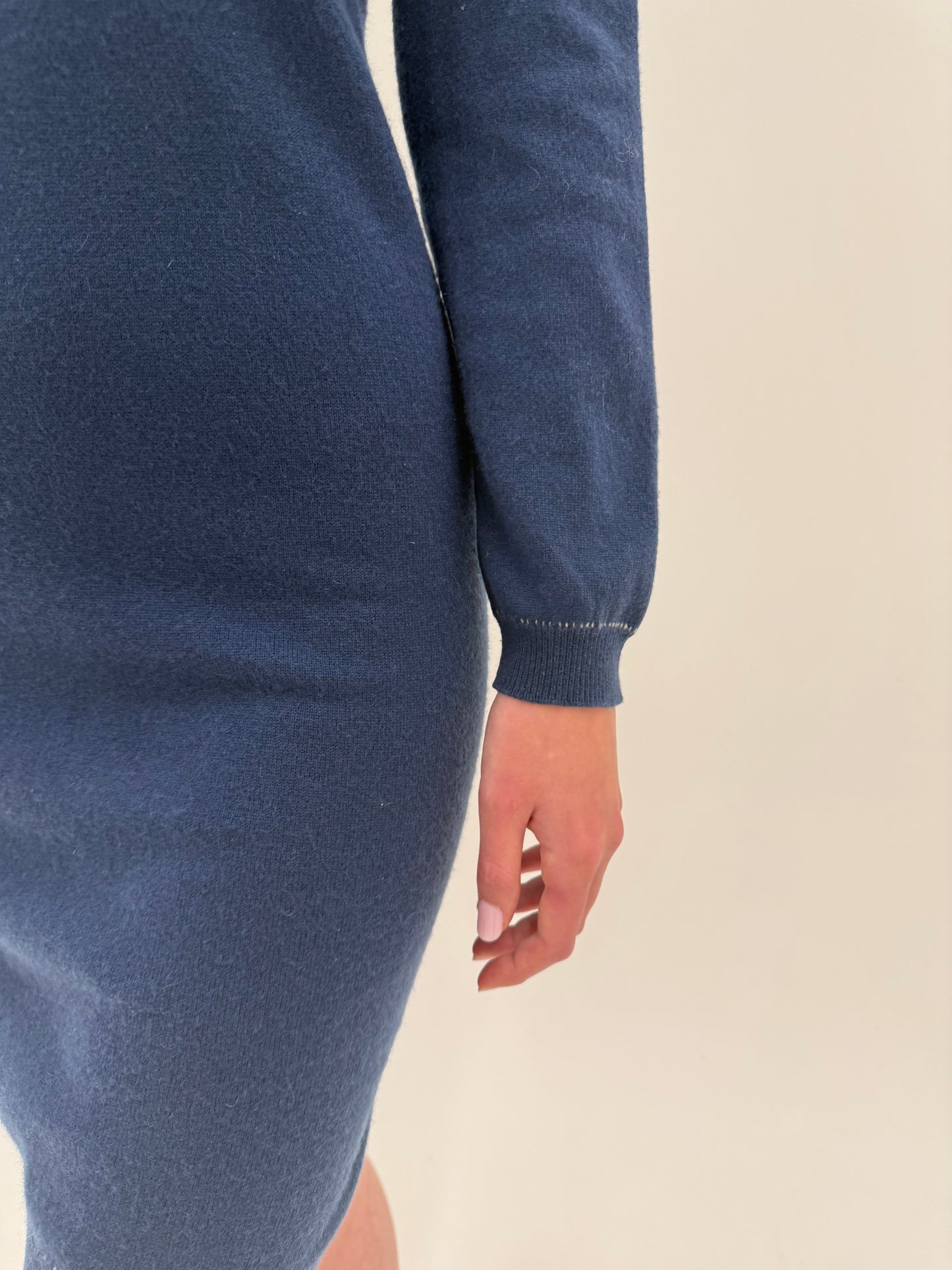 Rochie casual jeans blue din cașmir cu grad redus de peeling