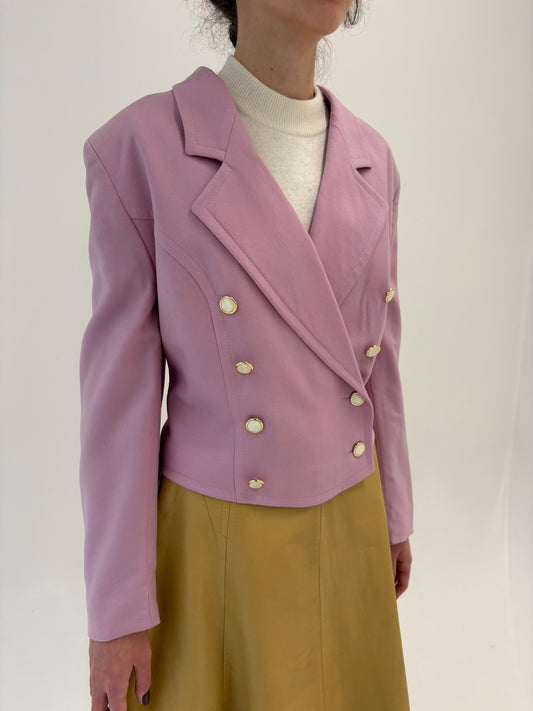 Sacou cambrat din stofă excepțională de lana și cașmir powder pink