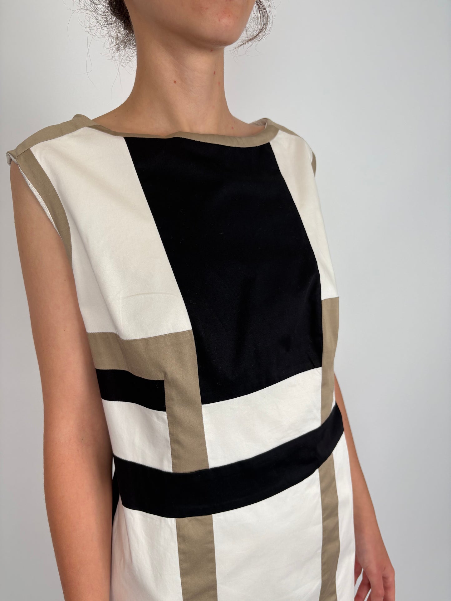 Rochie business colorblock din poplin de bumbac cu ținuta
