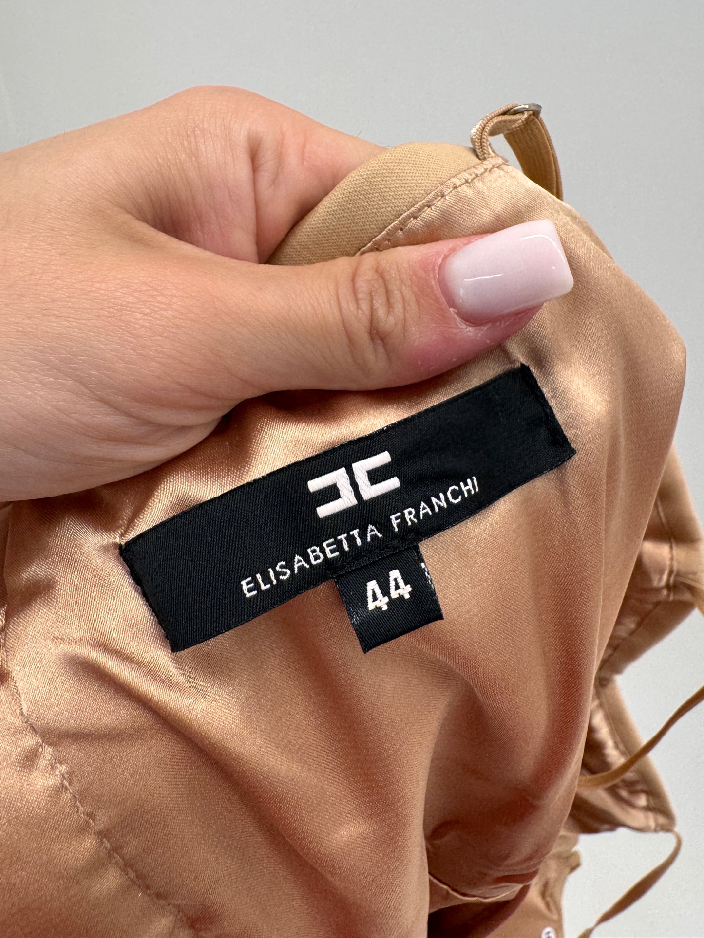 Sheath dress luxury camel Elisabeta Franchi cu corsaj ultra modelatoare