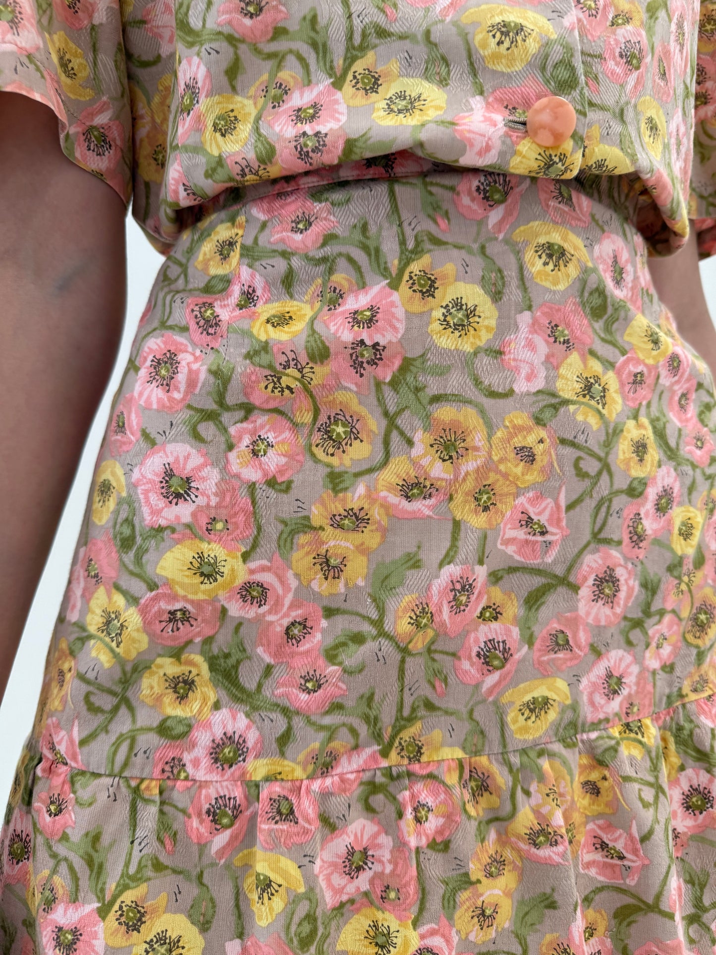 Set vintage din pânză excepțională de in și bumbac în culori pudrate dusty