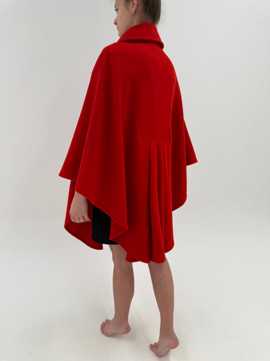 Capa high end italiană cherry red din stofita excepțională de lana cu cașmir