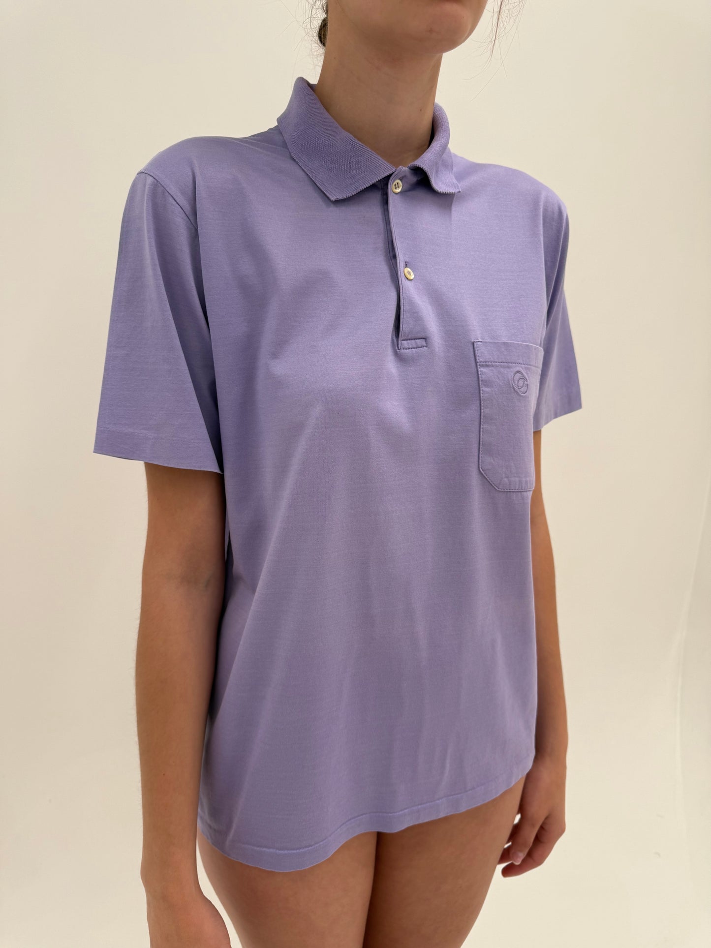 Top vintage polo Givenchy din bumbac Filo di Scozia ultra luxury lavandă
