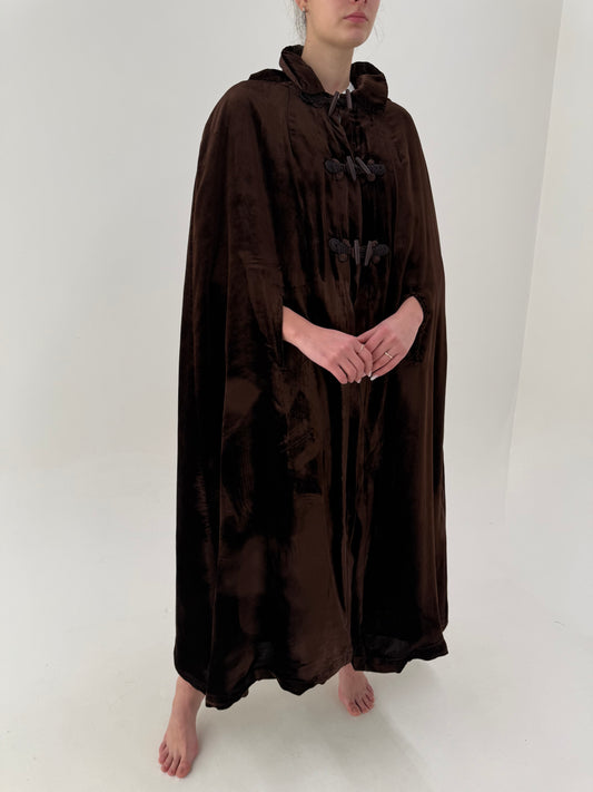 Capa vintage tall din catifea excepțională chocolate brown de la zi la seară