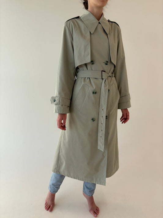 Trench vintage warm gray impermeabil din gabardină