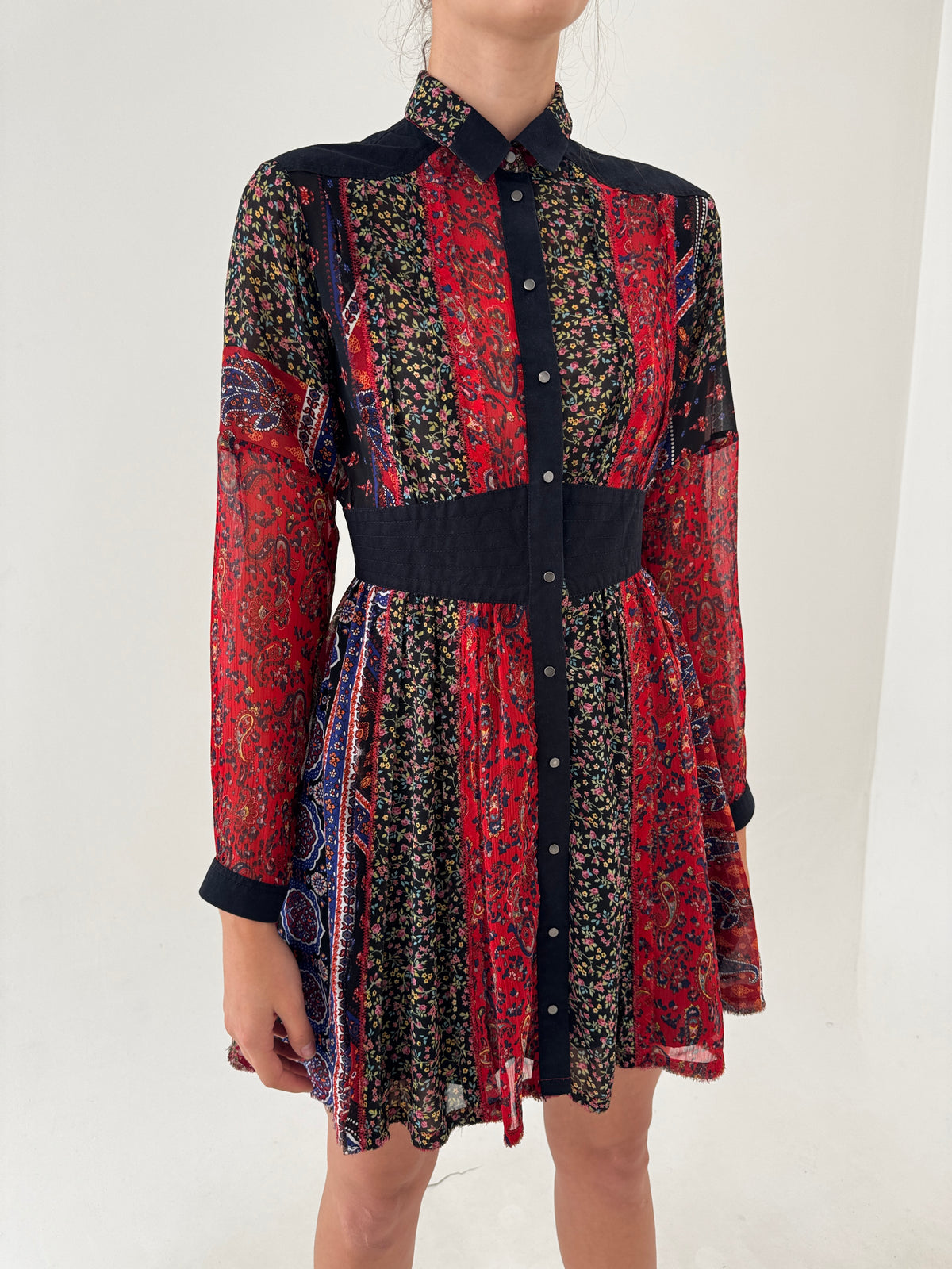 Rochie luxury Diesel cu talie marcată în stil boho cu print paisley