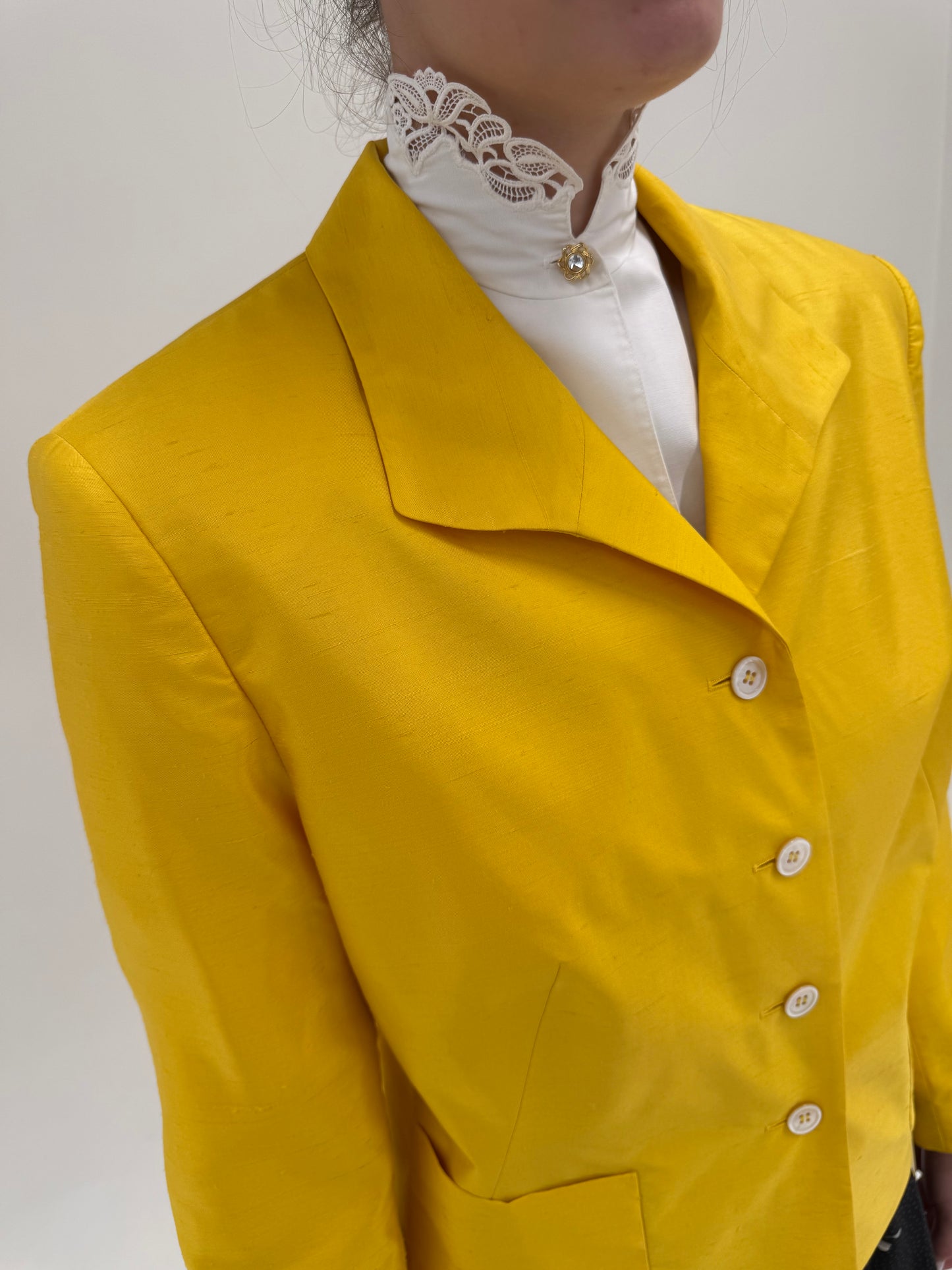 Sacou vintage din mătase naturală dupioni în croi ușor cambrat