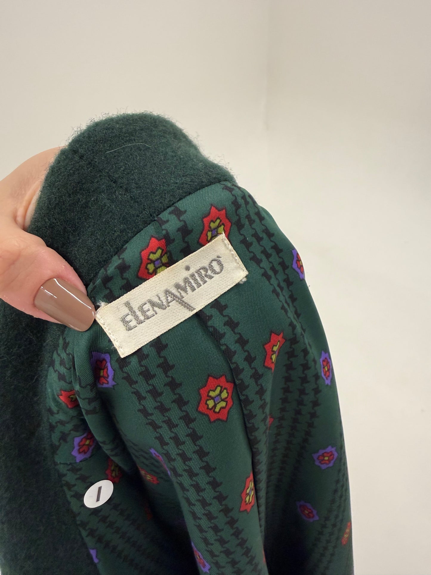 Jacheta vintage de brand luxury plus size Elena Miro din lana plină forest green