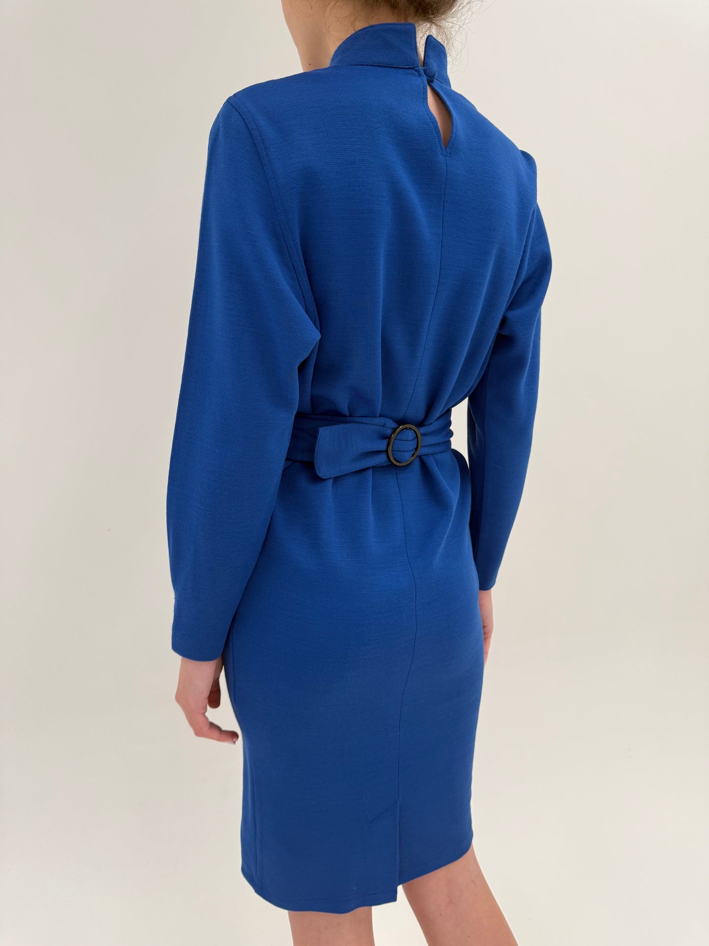 Rochie Old vintage anii 80 power dressing albastru cerneală