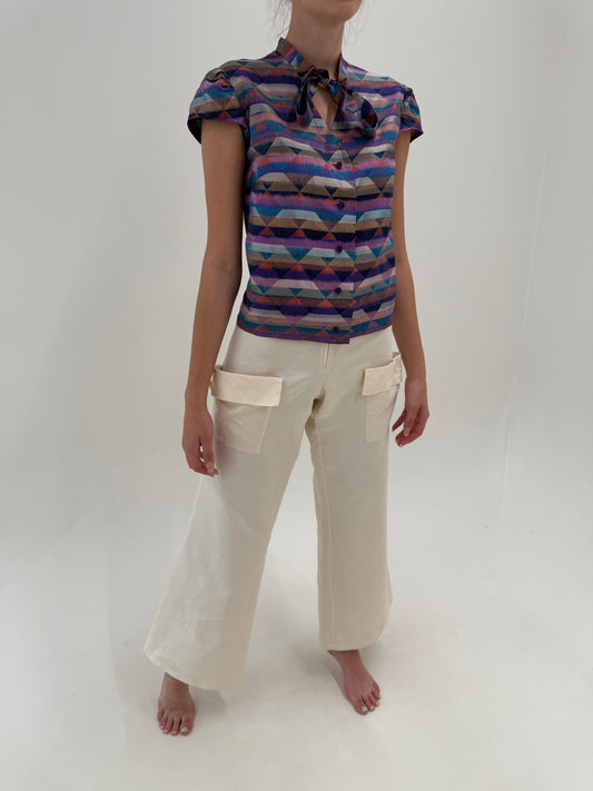 Pantaloni palazzo din mătase naturală cu influențe casual extrem de chic