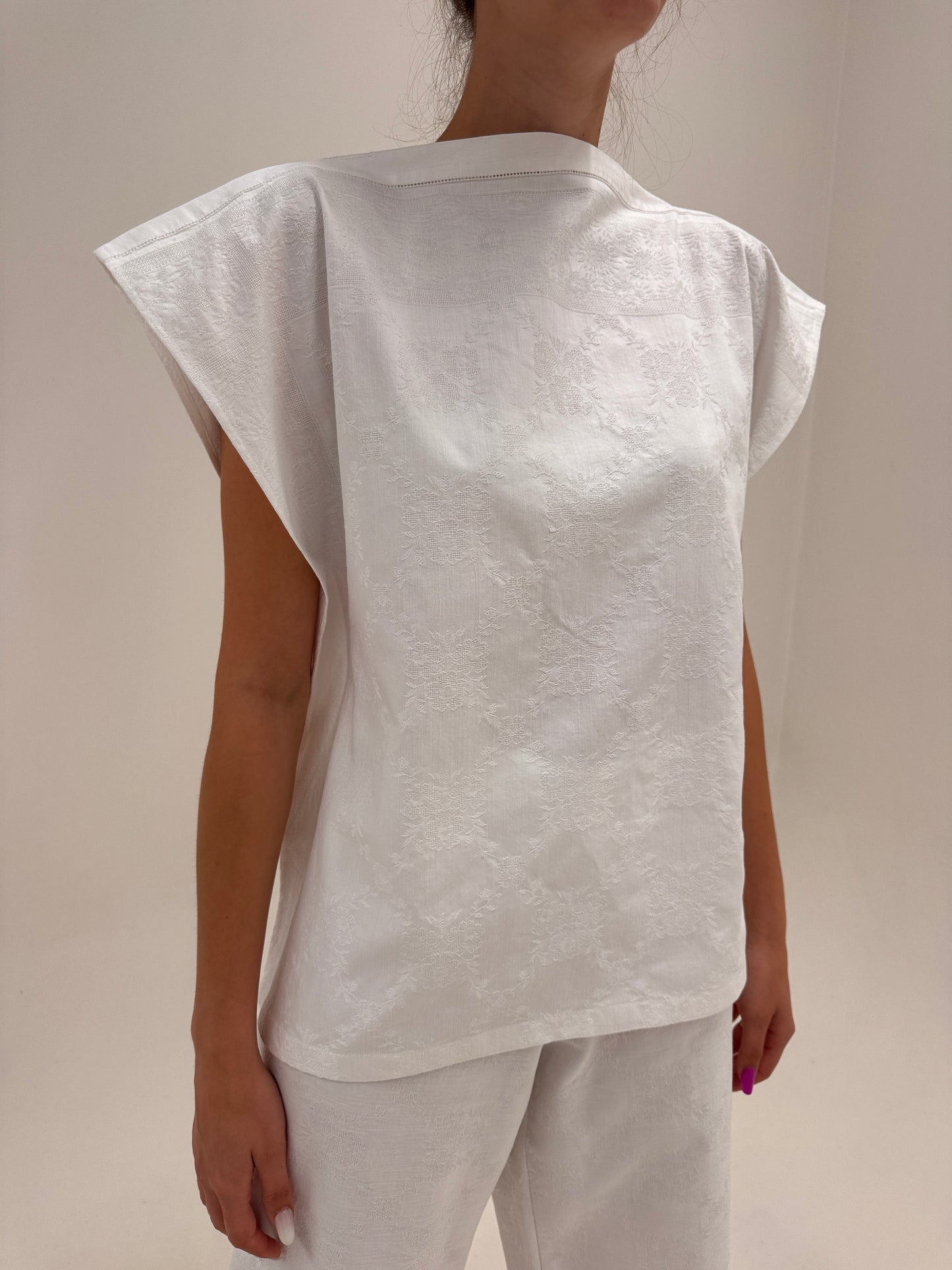 Set vintage luxury din pânză tip jacquard in croi minimalist tall