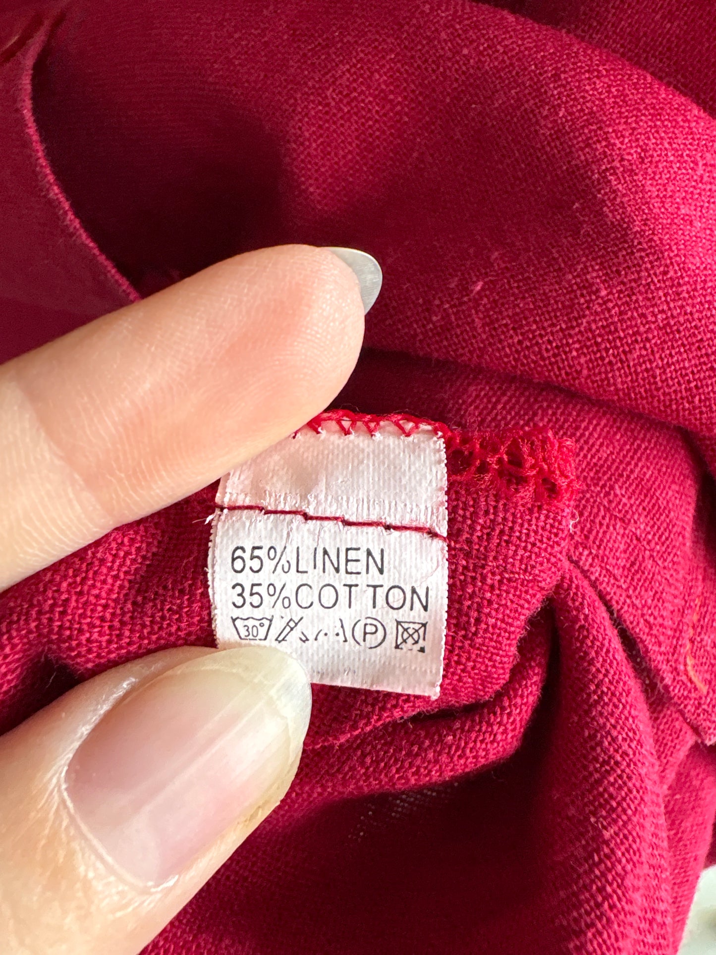Cămașa dark cherry red din canvas de bumbac și in