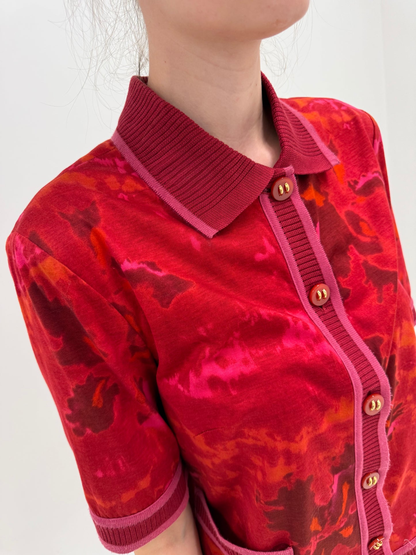 Top vintage luxury polo italian în stil Gucci din bumbac luxury Filo di Scozia