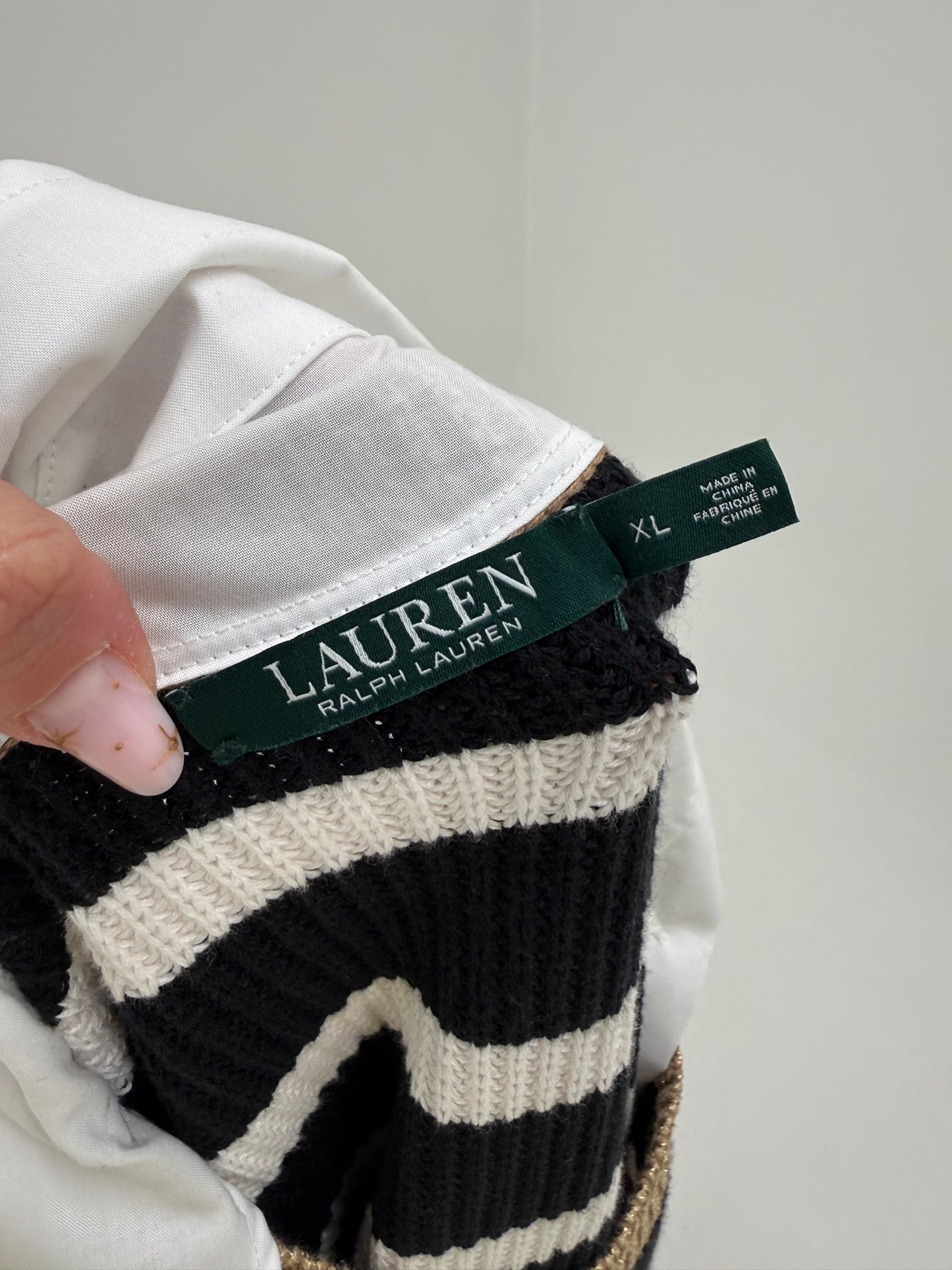 Soft knit Ralph Lauren în dungi și detalii din poplin