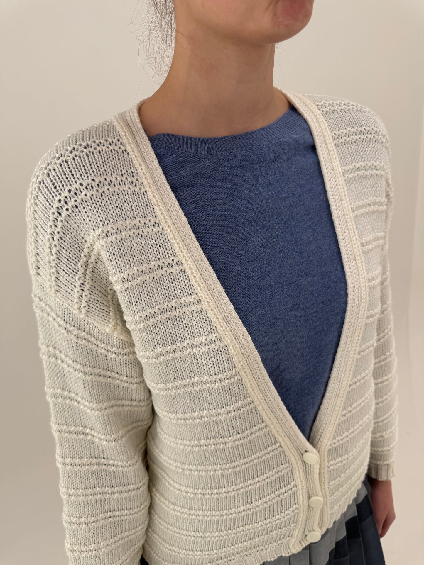 Cardigan vintage din bumbac excepțional de gramaj mare tip macrame