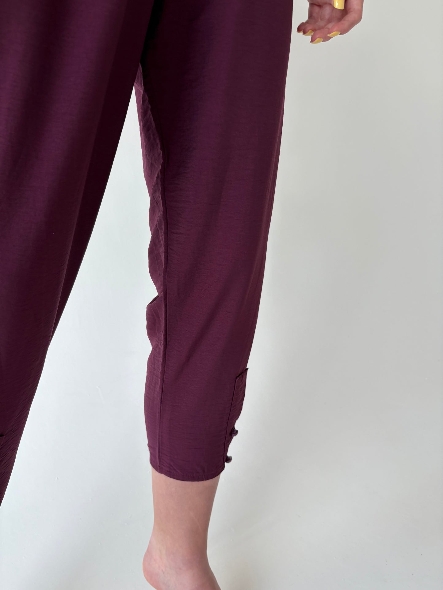 Pantaloni aubergine vintage vaoroosi cu talie ultra înaltă marcata și pense