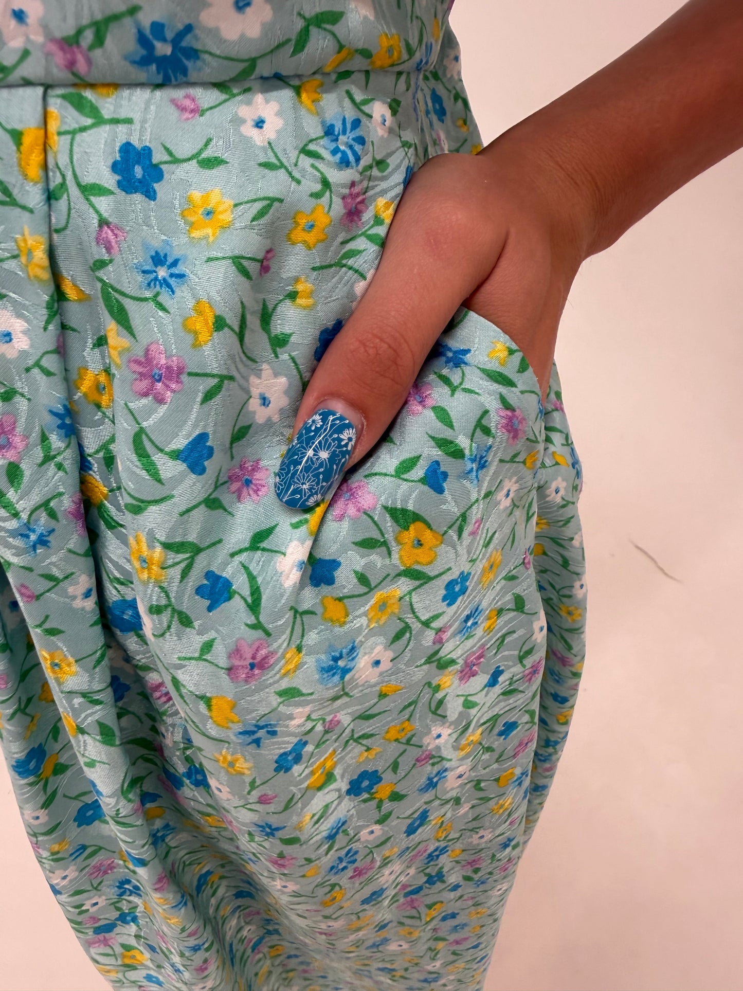 Rochie vintage mint green din mătase naturală superbă cu buzunare în croi flatant