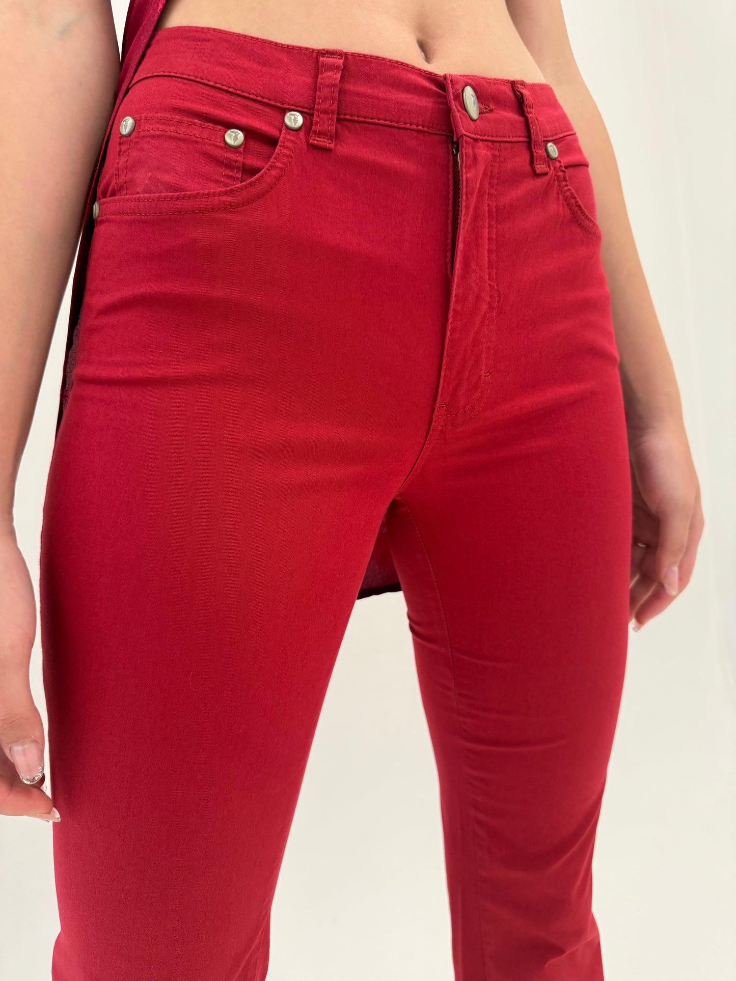 Pantaloni luxury Trussardi din bumbac modelator straight leg