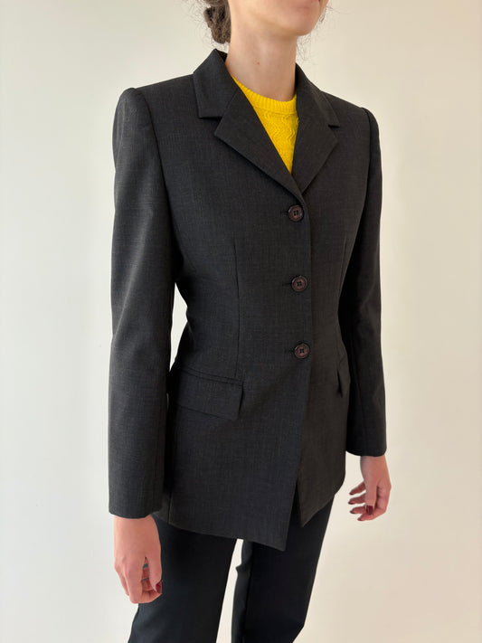 Sacou ușor cambrat charcoal gray din lama extrafina