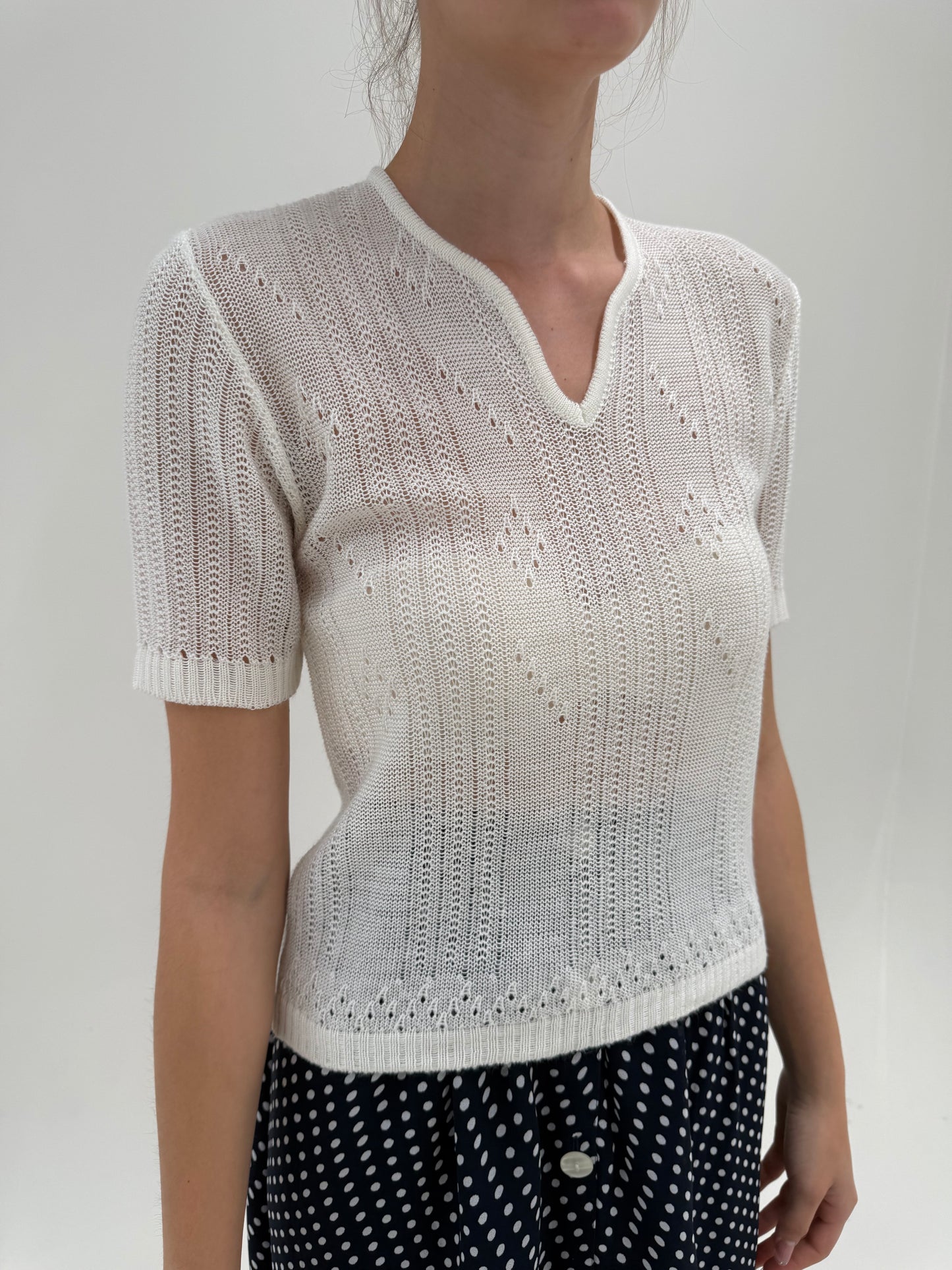 Top vintage italian din bumbac macrame de vară