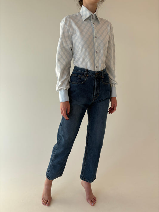 Jeans vintage premium tall classic wash cu talie ultra înaltă