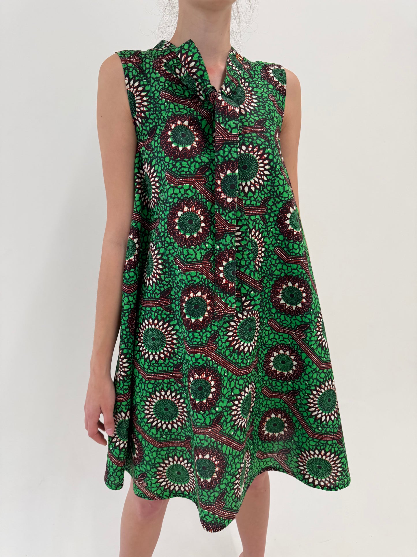 Rochie vintage din pânză de bumbac cu imprimeu manual in croi de ani 60