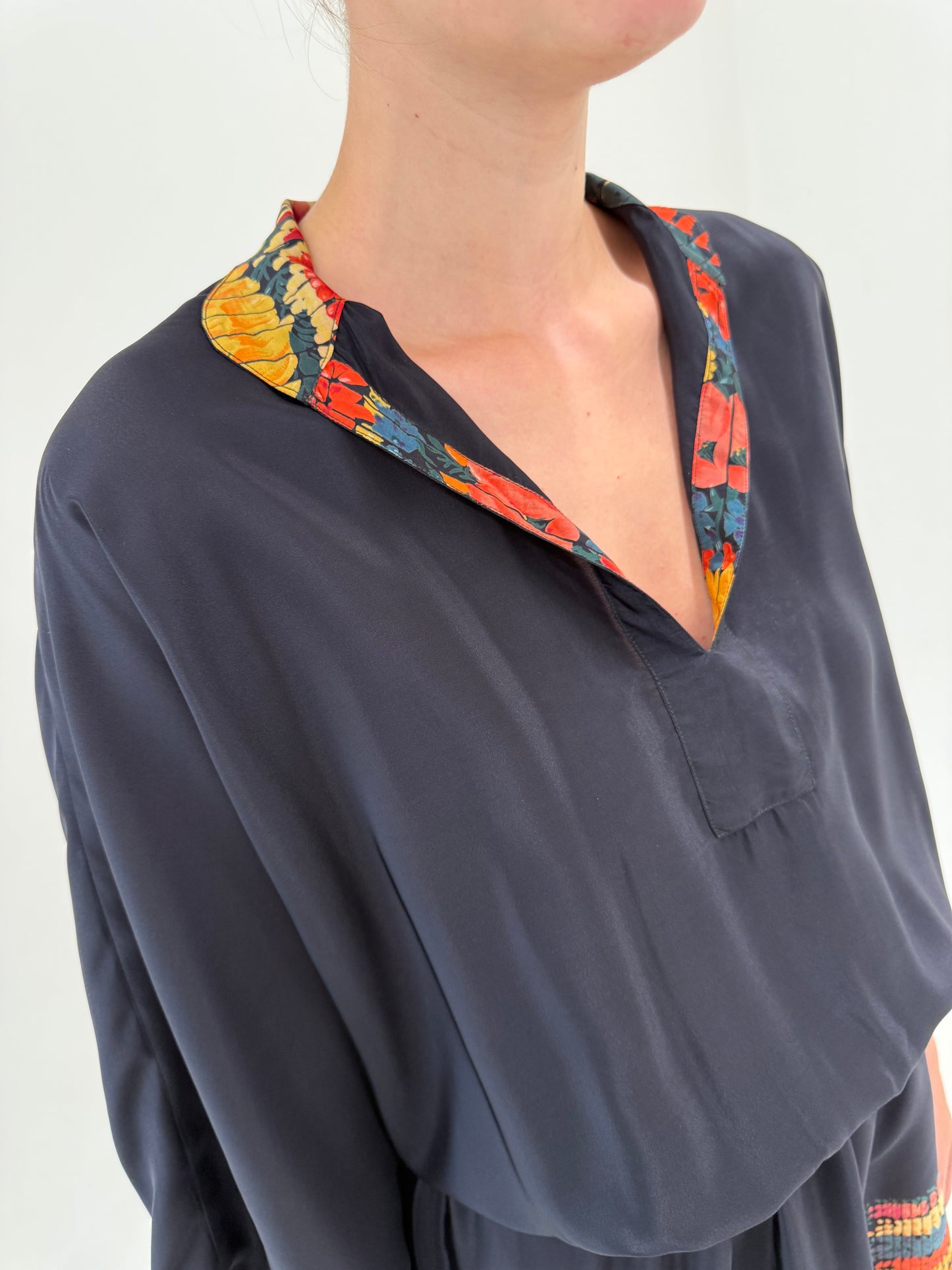 Rochie vintage în croi lejer cu talie ultra înaltă marcată elastică super vaporoasă