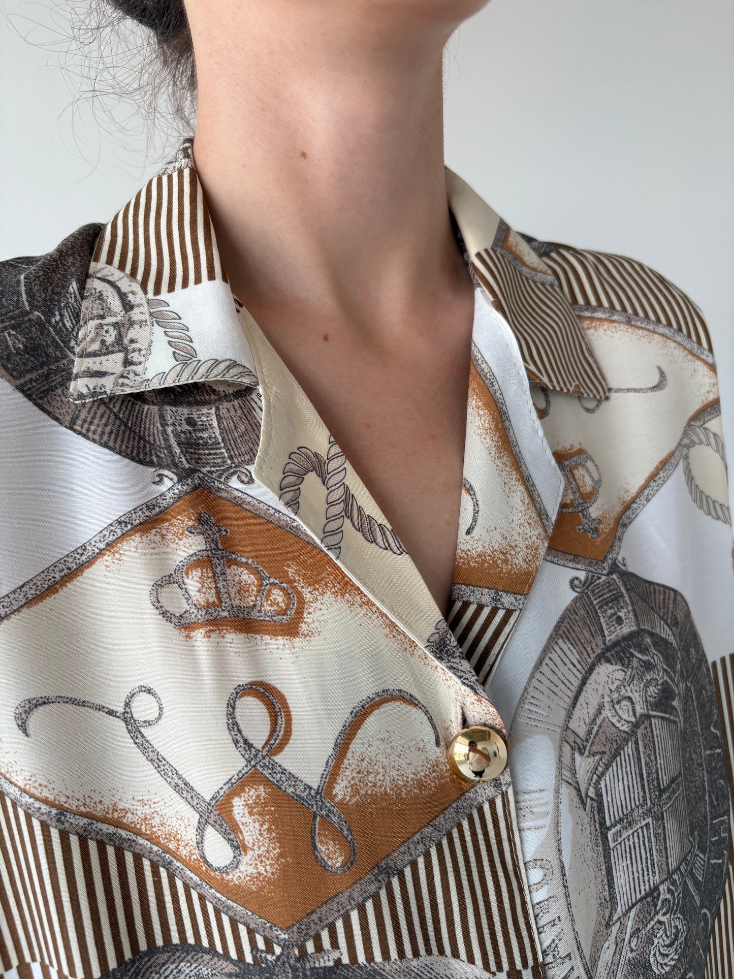 Rochie vintage premium tip cămașă cu print baroc