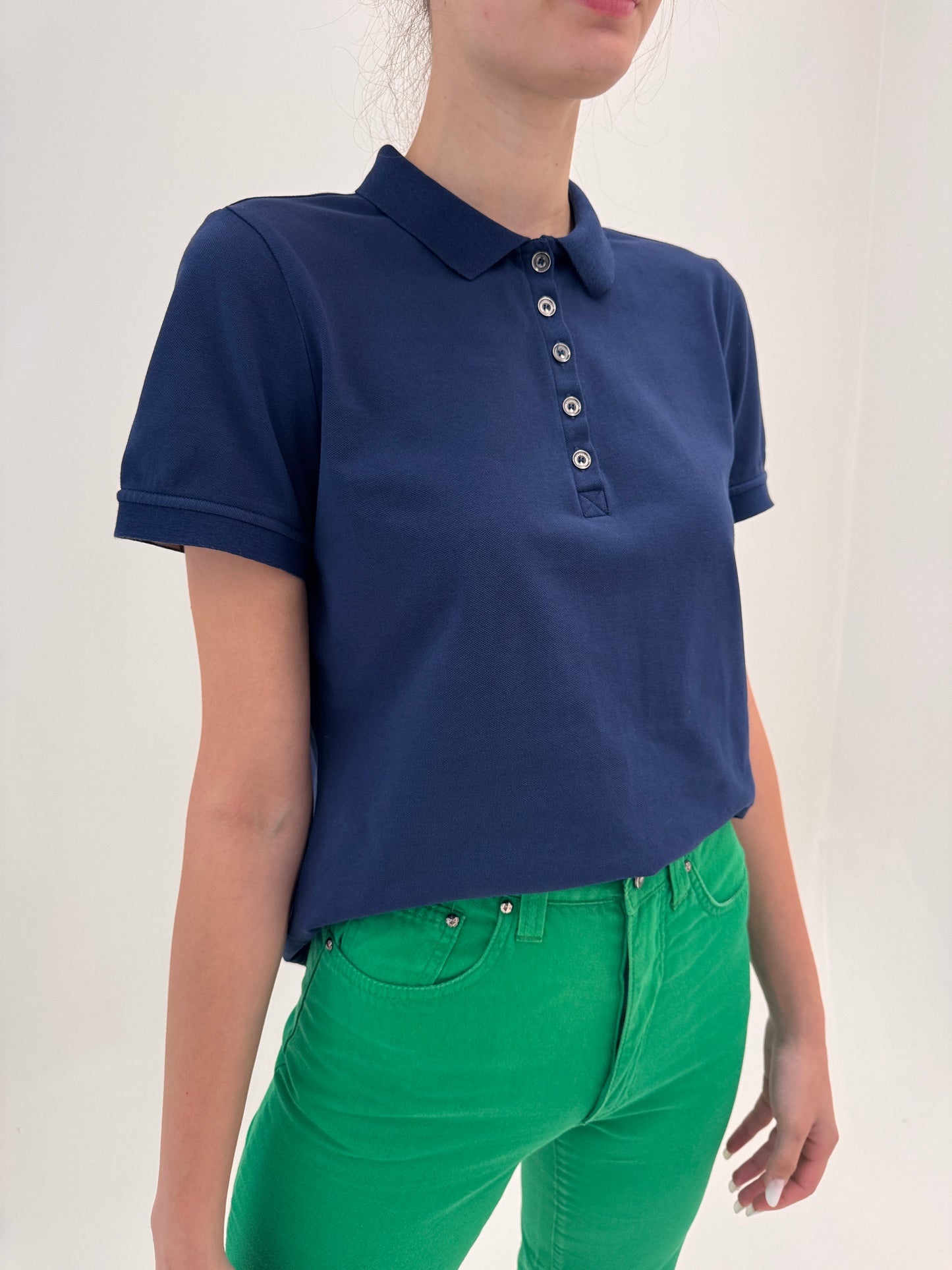 Top Burberry polo din bumbac Navy blue