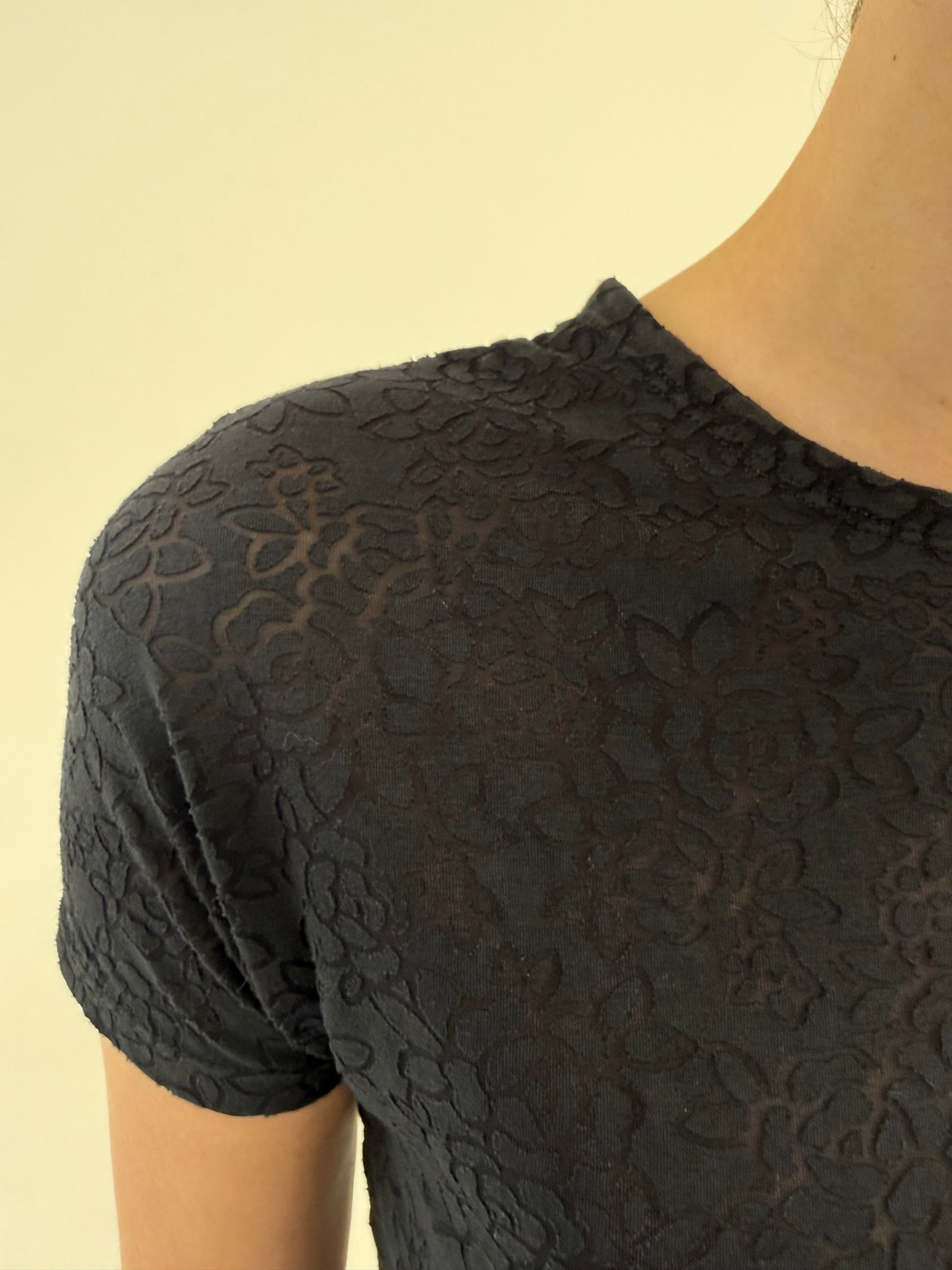 Top vintage Versace negru semi sheer modelator