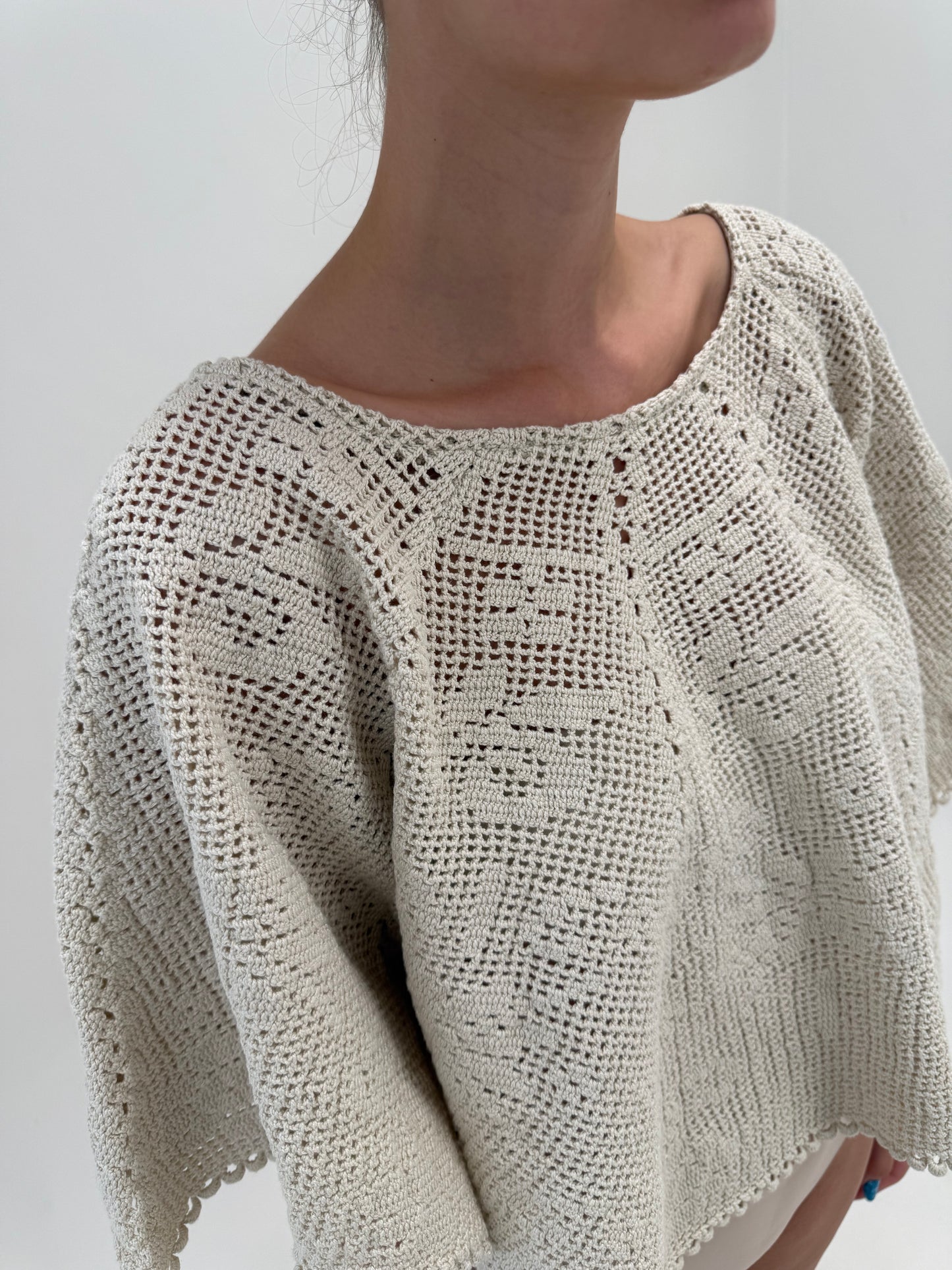 Top excepțional din macrame lucrat manual sand nude ultra confort