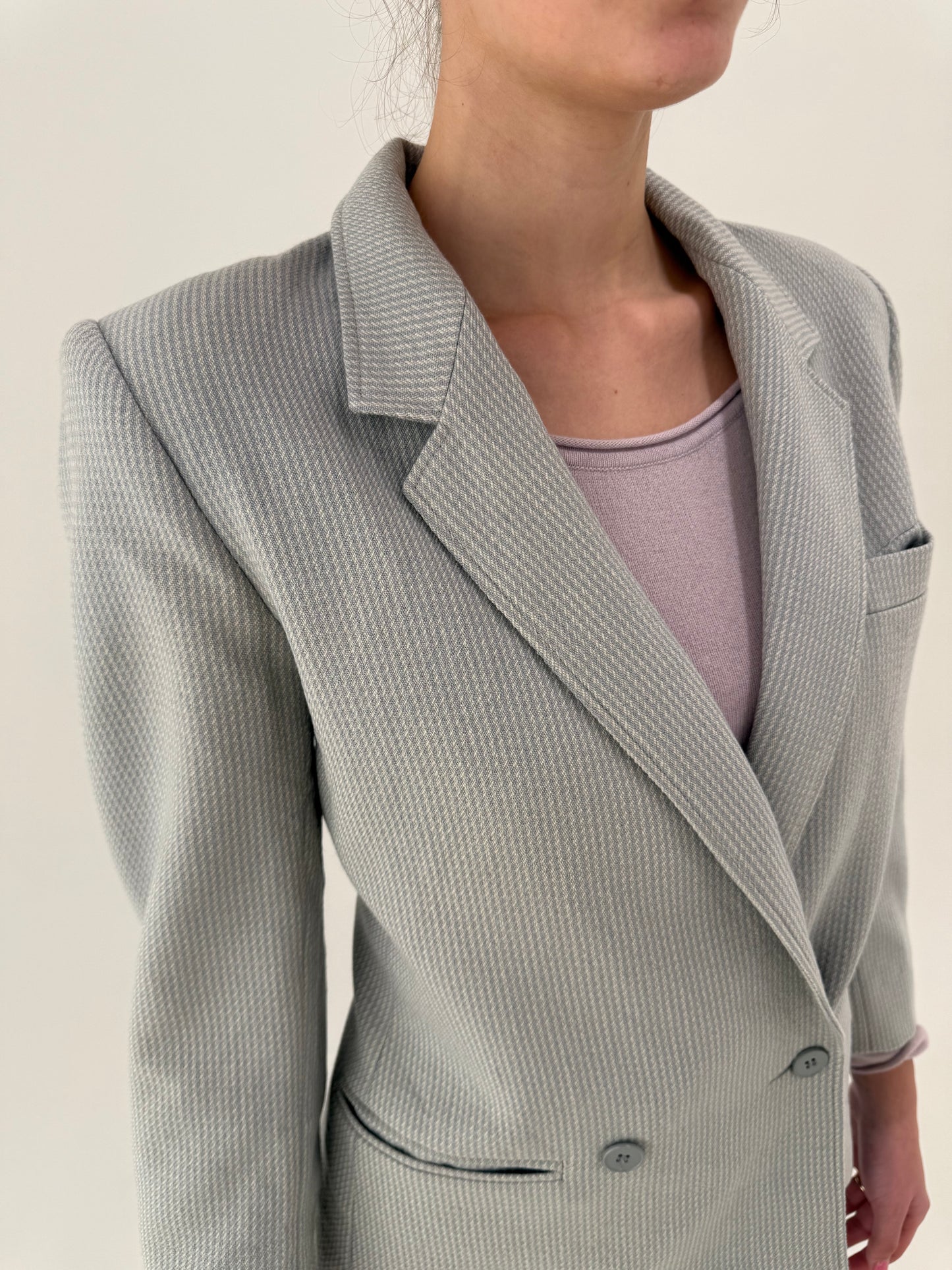 Sacou vintage baby blue Marella by Max Mara cu închidere dublă