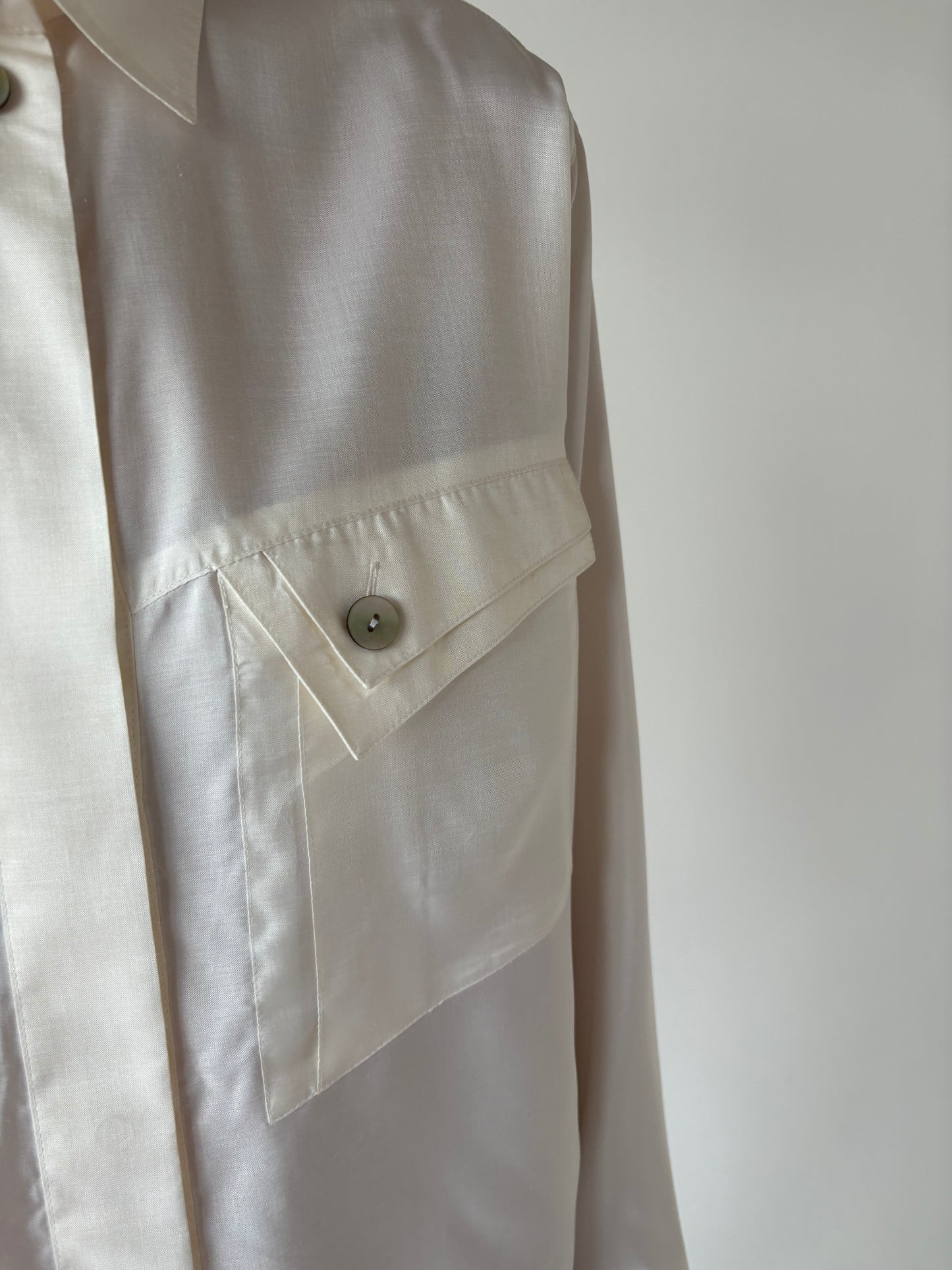 Cămașa vintage butter white din mătase naturală