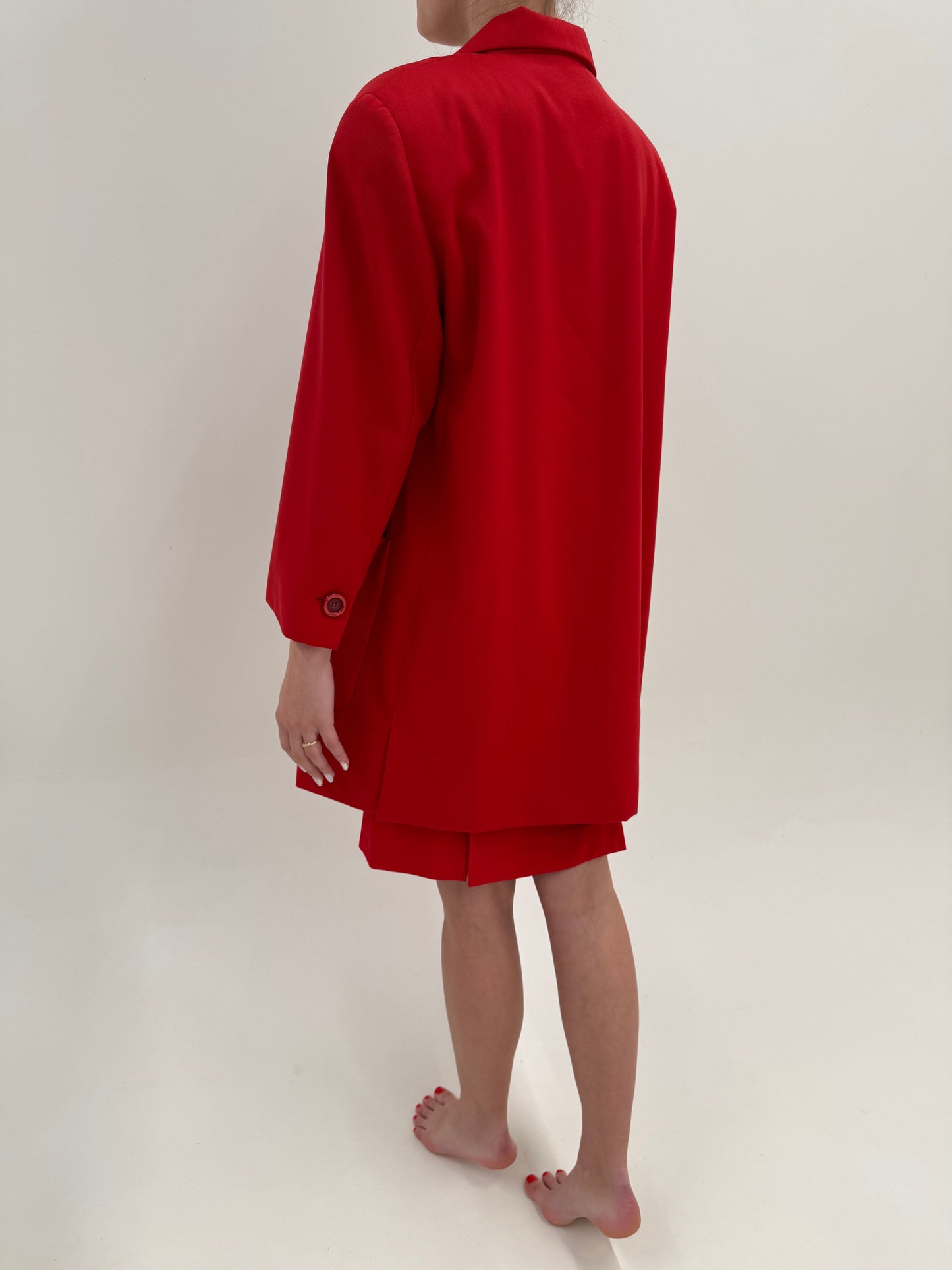 Pardesiu Gianfranco Ferre cherry red din lana extrem de subțire light weight de sezon cald