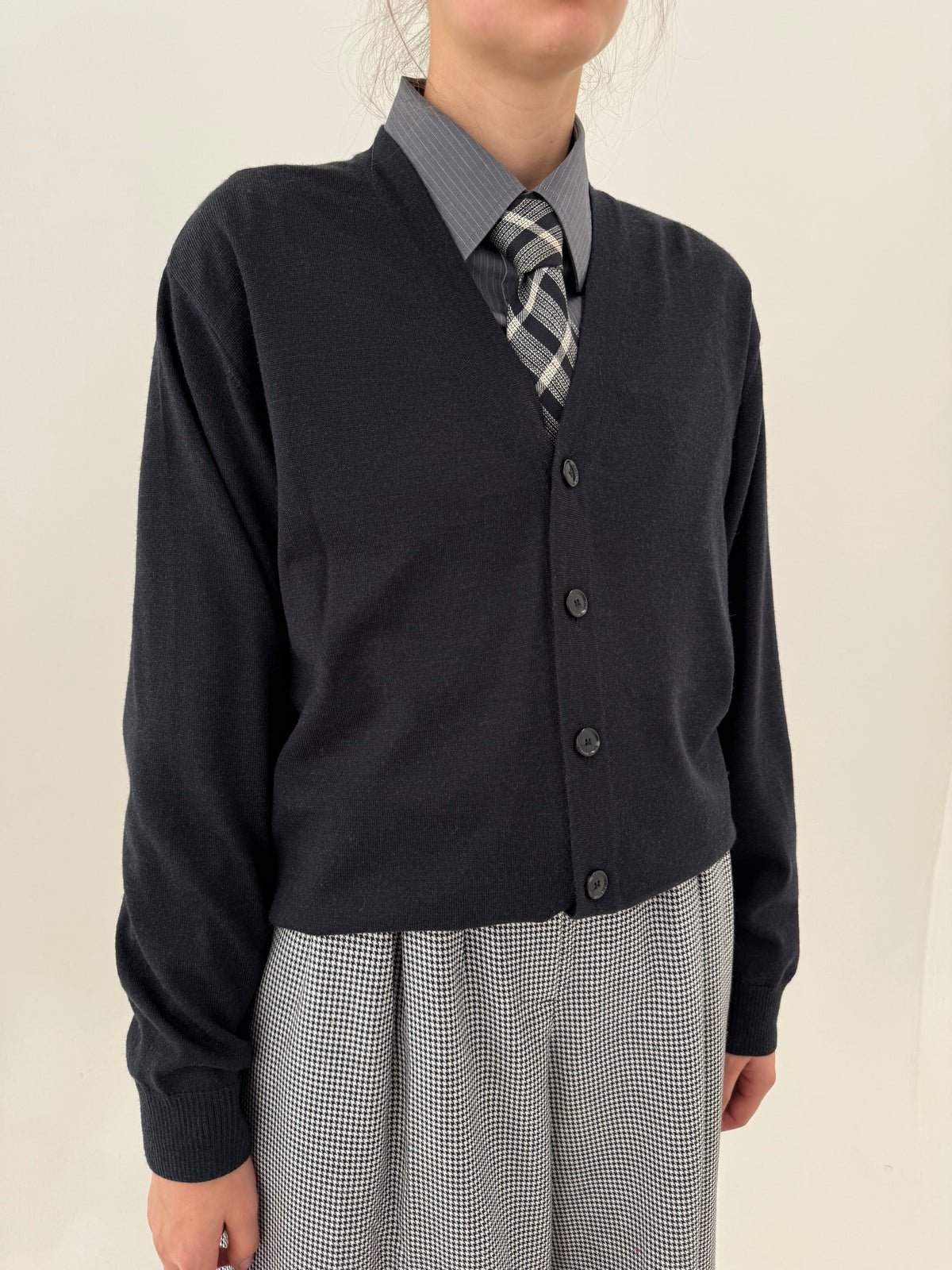 Cardigan tall Pierre Cardin Rin lana extrafina charcoal gray