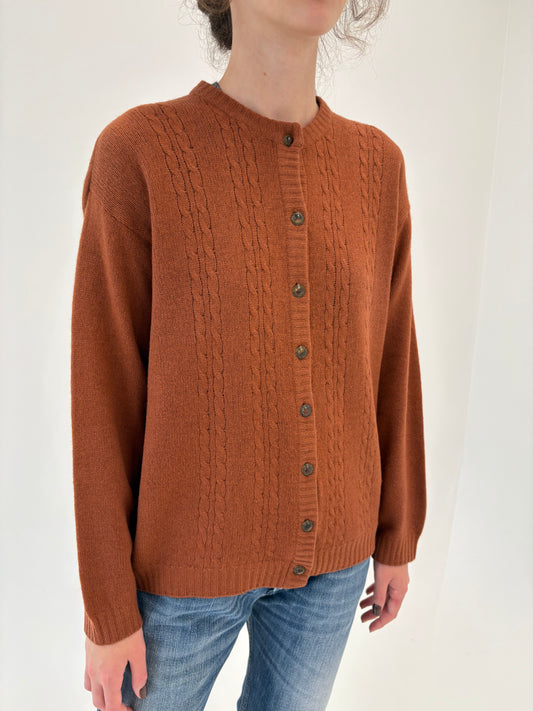 Cardigan caramel excepțional de gramaj mare din lana extrafina și Angora