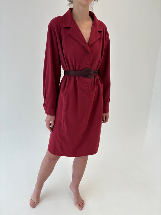 Rochie vintage Marsala red din lana extrafina plină