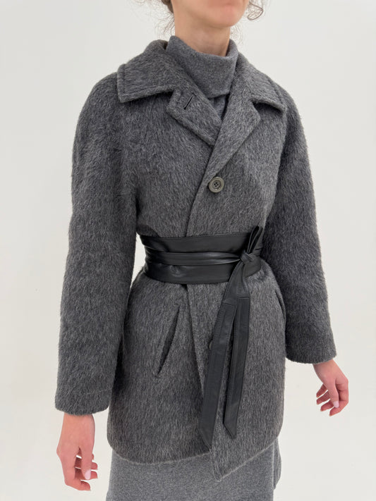 Palton vintage excepțional din baby mohair și lana extrafina cu aspect de blăniță
