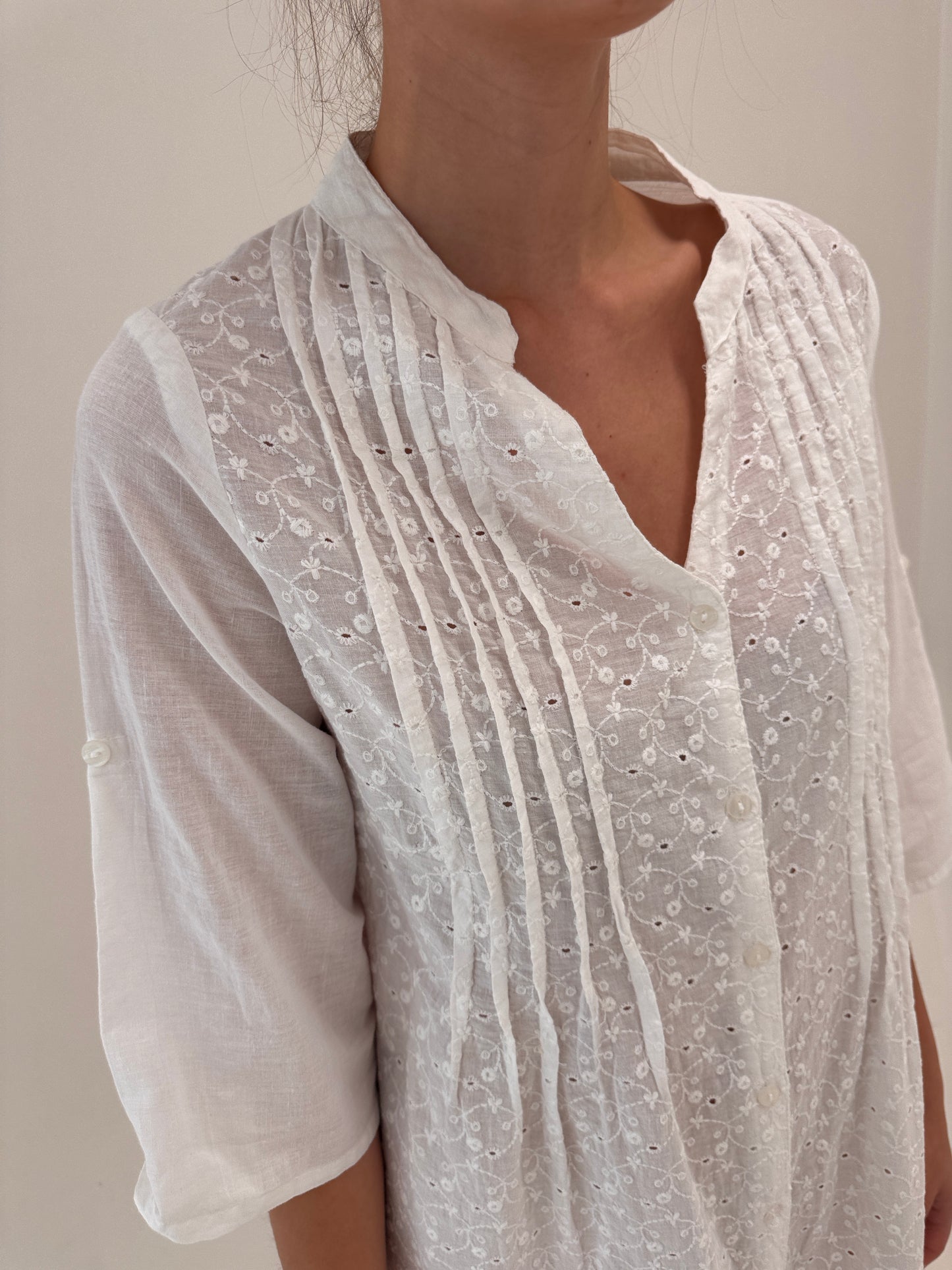 Rochie / tunica din bumbac luxury integral cu broderie anglaise