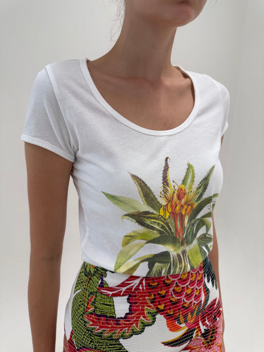Top Cavalli din bumbac cu print organic superb