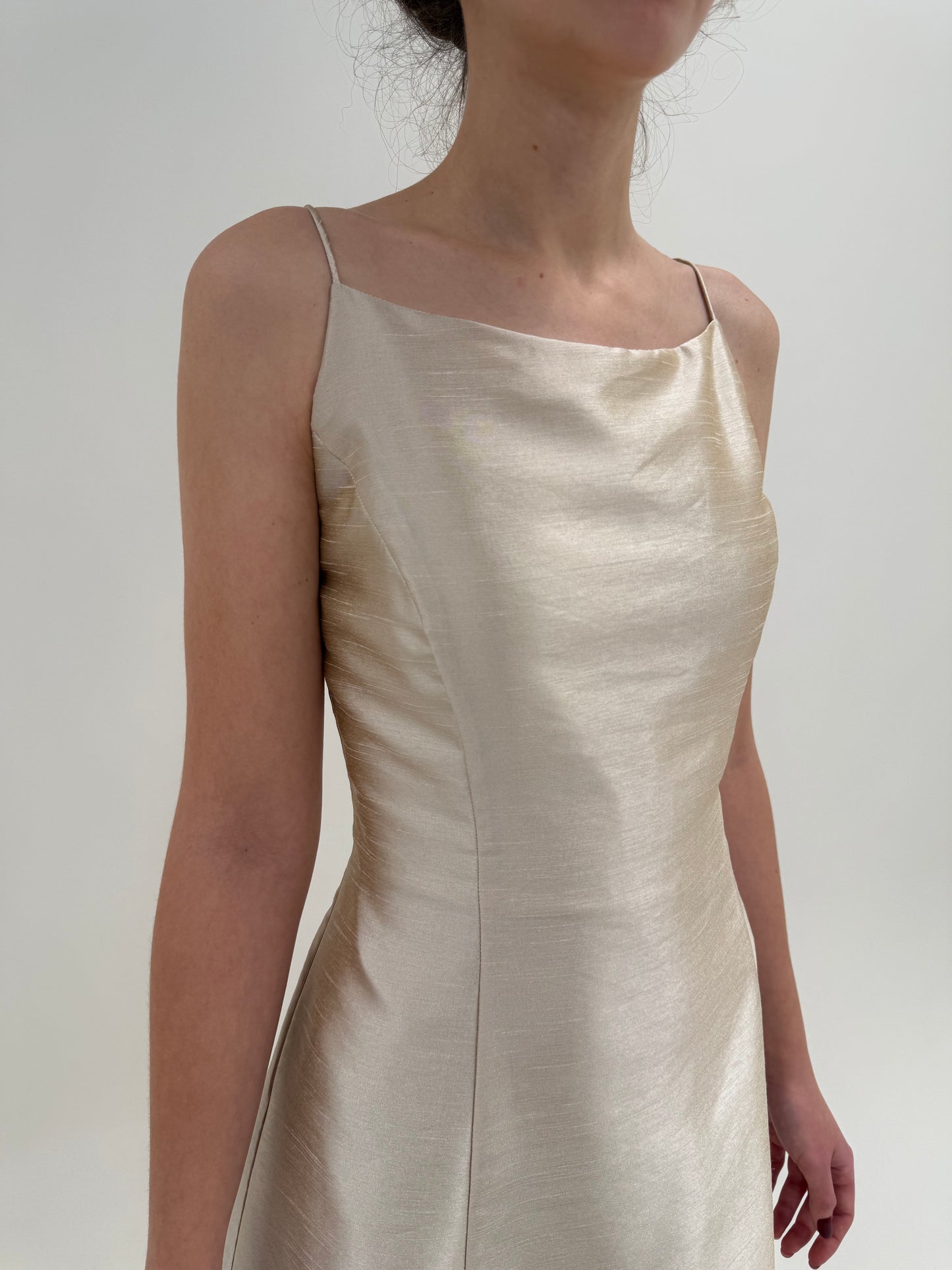 Rochie vintage maxi perlata din shantung cu stole inclus asortat