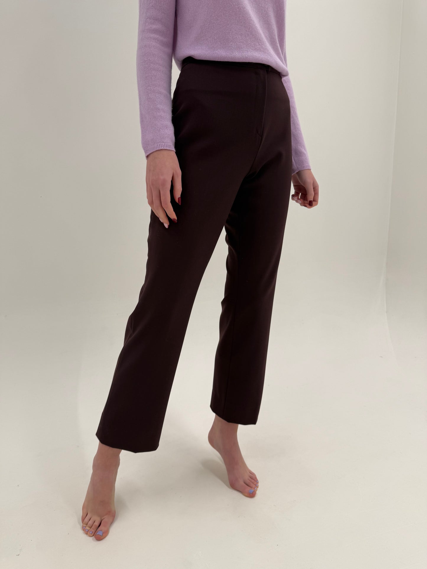 Pantaloni din lana extrafina confort espresso brown