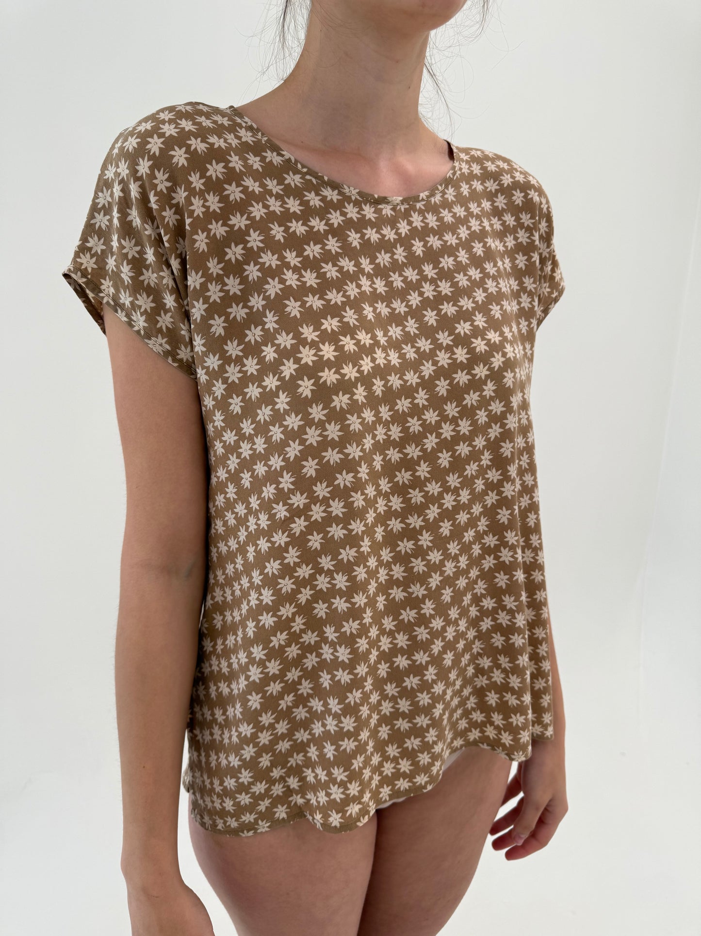 Top camel de brand luxury plus size Marina Rinaldi din mătase naturală