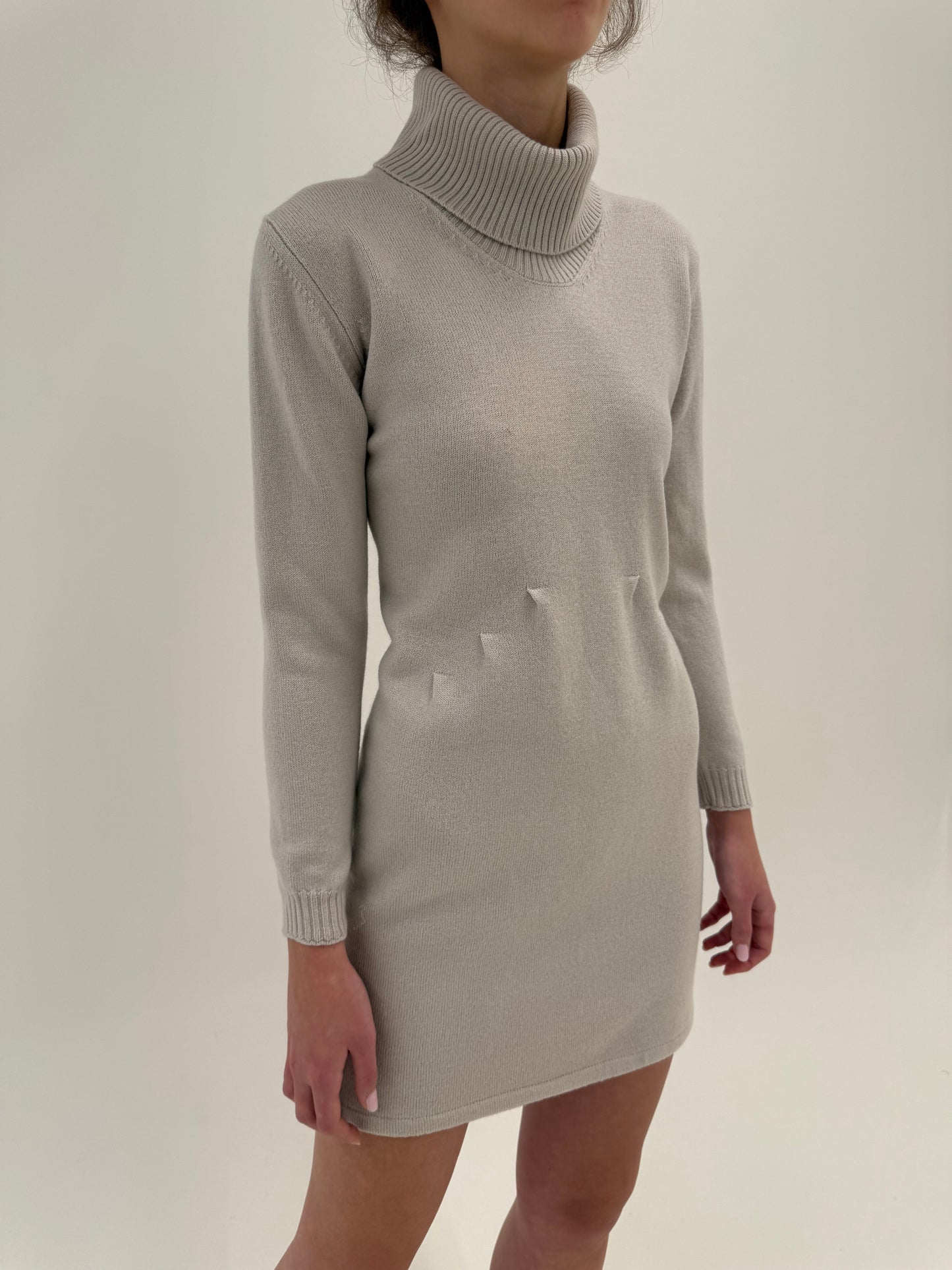 Rochie high end italiană din lana merino extrafina de gramaj mare off white