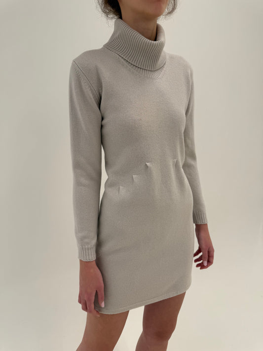 Rochie high end italiană din lana merino extrafina de gramaj mare off white